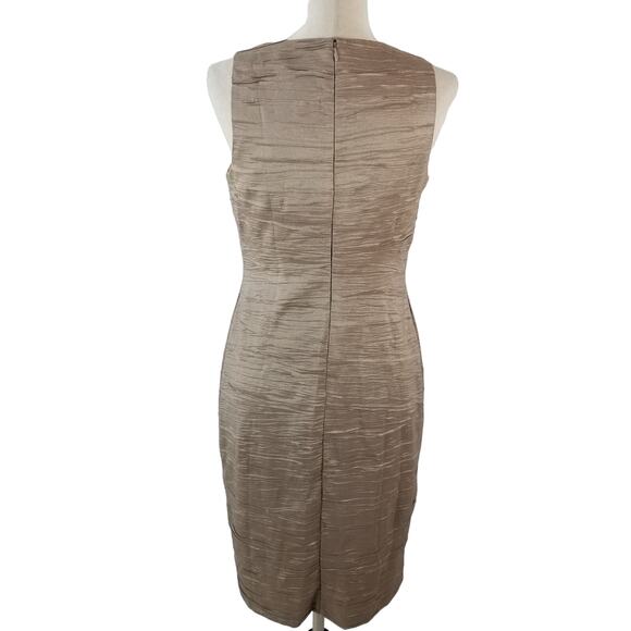 Eliza J Taupe Beige Jeweled Cutout Textured Lined Rear Zip BodyCon Dress Size 6 - Picture 3 of 6